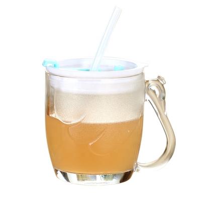 China Cute Warehouse Juice Simple Creative Matte Glass Cup With Lid And Straw for sale