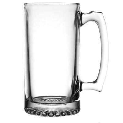 China 17oz Beer Glass Cup Sustainable Frosted Glass Transparent Clear Mug With Handle Custom Logo for sale