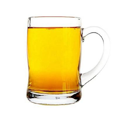 China NO Beer Glass Mug With Handle 13oz Tall Beer Glass Branded Drink Mug Glassware Home Bar Printing Large Glass Beer Mug for sale