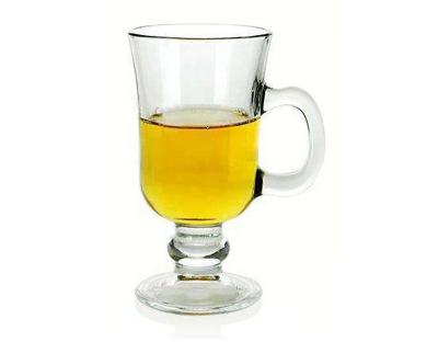 China Europe Wholesale Popular Stem And Handle Clear Glass Coffee Cup Ireland Coffee Mug Latte Glass Mug for sale