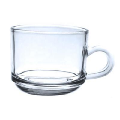 China Gift Viable Unique Round 165ml Clear Glassware Reusable Espresso Glass Cup With Handle For Tea Coffee Water for sale