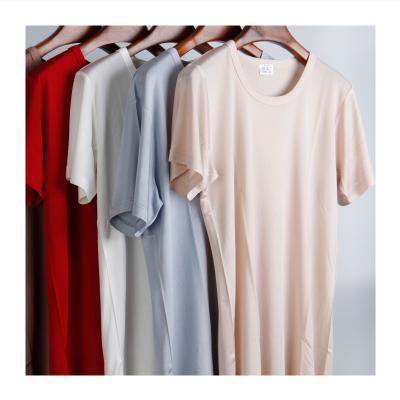 China Mulberry Round Neck T-Shirt Anti-Shrink 100% Silk Round Neck Crop Shirt Lightly for sale