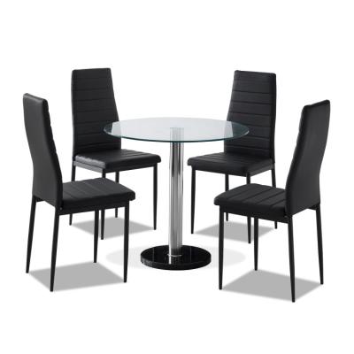 China Adjustable (other) Dining Table Black glass dining room furniture restaurant table coffee shop table for sale