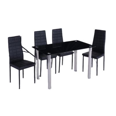 China Adjustable (other) modern wholesale manufacture black glass top restaurant dining table for sale