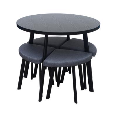 China Adjustable (other) Wholesale Home Furniture round black mdf Table With 4 Chairs Dining Set for sale