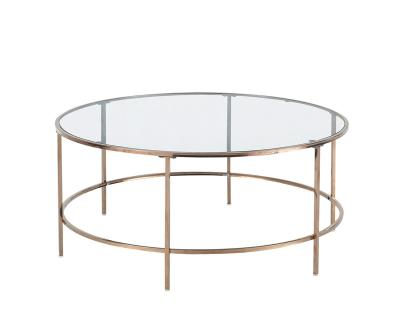 China Adjustable (other) Modern circle glass coffee table living room furniture for sale