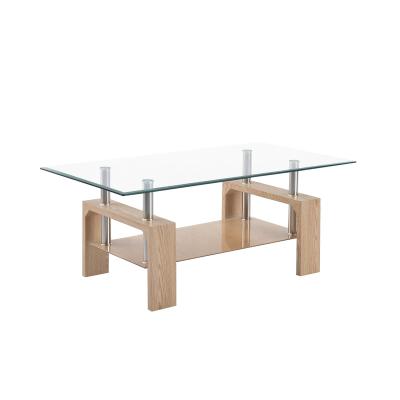 China Simple  easy to assemble Hot Sale Modern Design Cheap Tempered Glass Coffee Table MDF Base Living Room Furniture for sale