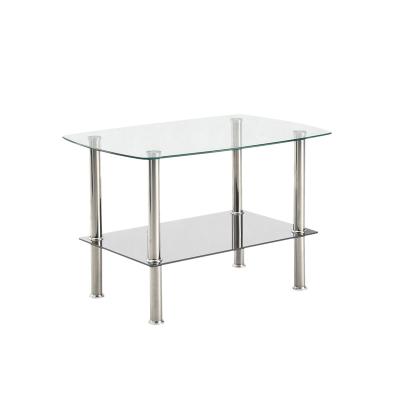 China Simple  easy to assemble Best sale two tiers modern glass top coffee table cheap tea table for sale