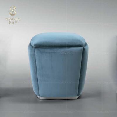 China Sassuolo Soft Modern Square Velvet Stools Living Room Furniture Fabric Covered Footstool for sale