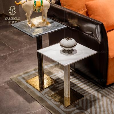 China Sassuolo Fashionable Italian Multifunctional Coffee Table Table Italian Marble Square Corner Crafts Furniture Exquisite Manufacturer for sale