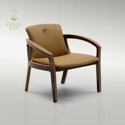 China Dining Ultrafine leather dining chair sassuolo chair leisure single chair luxury home furniture crested armrest double for sale