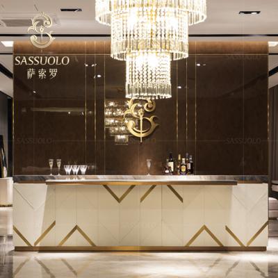 China Home Furniture SASSUOLOLuxury New Design Imported Marble Bar Gold Blue Sand Furniture for sale