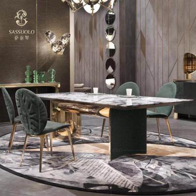 China Sassuolo 2020 newest design luxury marble coffee table supplying luxury editiondinning table set for sale