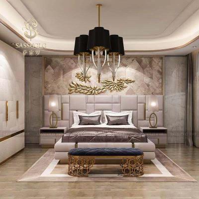 China Comfortable And Warm Double Bed SASSUOLO Bed Furniture Italian Postmodern Style Soft Master Bedroom Latest Design for sale