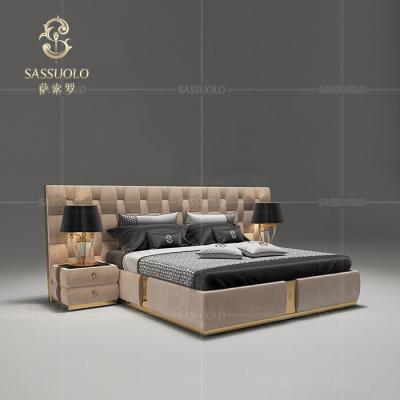 China SASSUOLO Latest Tufted Italian Postmodern Style Design Double Bed Comfortable Soft Soft Bedroom Furniture Large Back Of A Queen Chair Bed for sale