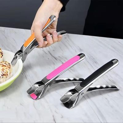 China Sustainable Anti-scalding Cut Kitchen Tool Orange Pink For Dish Hot Bowl Pot Silicone Handle Stainless Steel Non-slip Durable for sale