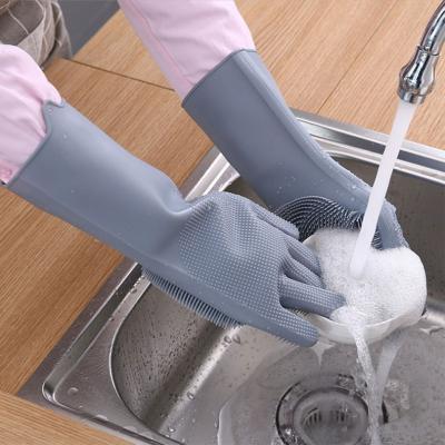 China Heat Resistant Silicone Gloves Eco - Friendly Magic Cleaning Brush Reusable Gloves for sale