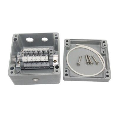 China 3 Ways Waterproof Aluminum Distribution Junction Box with UK2.5B Din Rail Terminal Blocks 120*120*82mm for sale