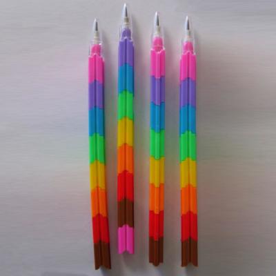 China Colorful Stacker Swap 8 Color Section Building Block Non-Sharpening Pencil multifunction Bullet pencil For Kids for sale