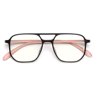 China New Arrival Design Double Bridge TR90 Glass Eye Polygon Flat Mirror Frame Korean Popular Fashionable Myopia Glasses Ultra Light Glasses for sale