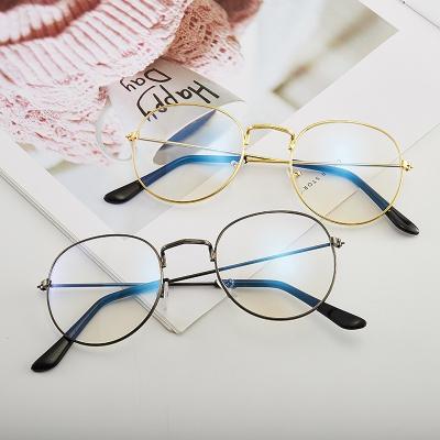 China Restoring high-grade antique metal round literary frame small glass fashion anti-blue light glasses for sale