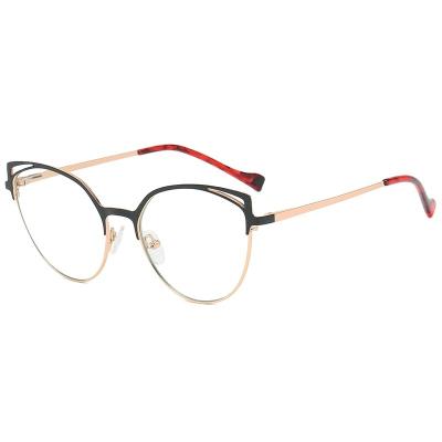 China Full-Rim Metal Cat Eye Anti Blue Light Computer Glasses Frame Female Fashionable Reading Glasses for sale