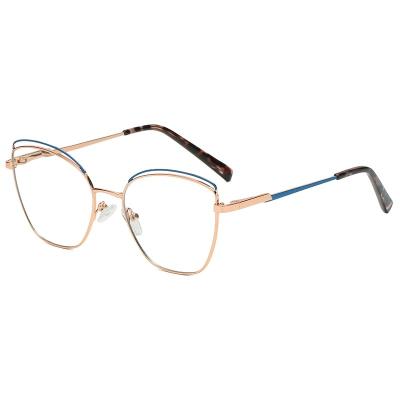 China Double Cut Blue Rim Glass Eyeglasses Trendy Anti Ray Glasses Women Fashion Eye Blue Glasses for sale