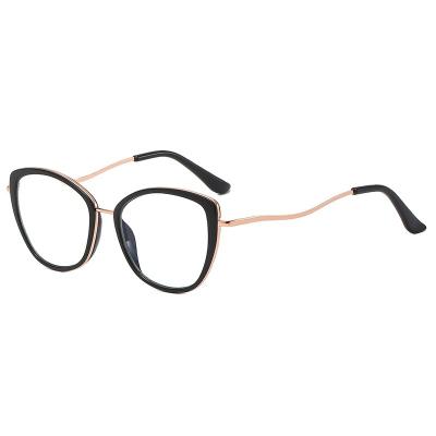 China Customer Logo Fashion Metal TR90 Clear Glass Fashionable Square Anti Blue Light Optical Frame Glasses for sale