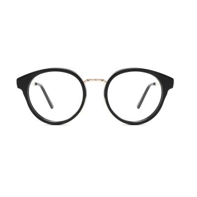 China Wholesale Fashion Round Glasses Frames Fashion Metal Optical Acetate Lamination Porcelain Reading Glasses for sale