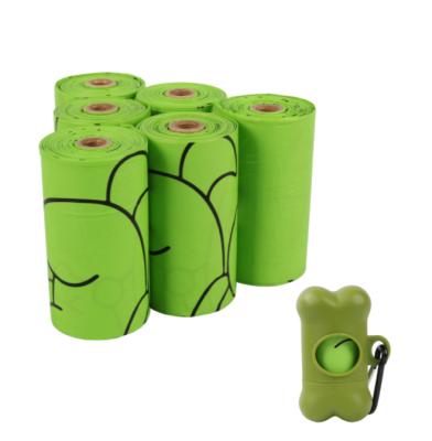 China Paw Printed Dog Doggy Sustainable Cornstarch Pet Poop Bag Green Custom Dog Stocked for sale