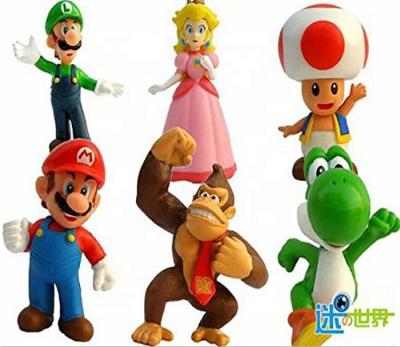 China Super Cartoon 6 PCS Mario Bros Action Figures Toy Set PVC Toy Figures For Kids And Adults Premium Cake Toppers Big Geek Present for sale