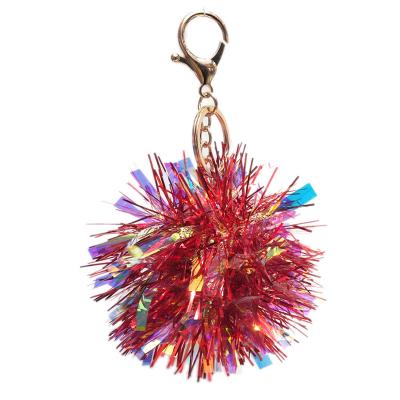 China Cute Tassel Bling Chain Keychain Keychain Bling Handmade Pom Poms Cheerleader Key Chain for Women and Girls Backpack Accessories, Purse Charms, for sale