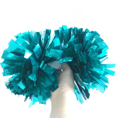 China Factory Solid Color 4 Inch Cheer Pom Poms Metallic Teal Cheerleading for sale