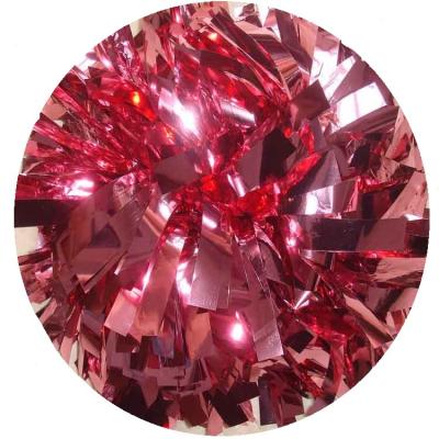 China Free Shipping 6 Inch Solid Color Cheerleading PET Metallic Pink Pom Poms Factory for sale