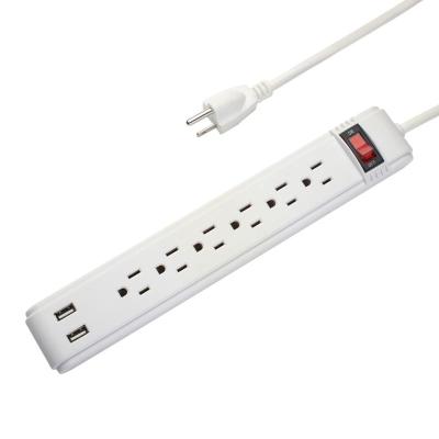 China Usb Ports USB Charging American Style Power Socket With 2 USB Ports And 6 Outlets for sale