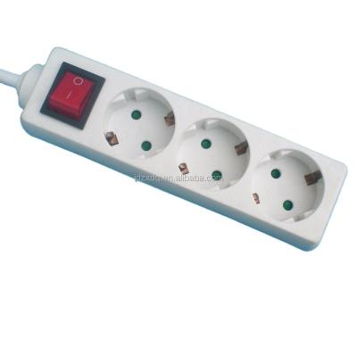 China Child Protection European ZHONG XING 3 Way Extension Electrical Switched Socket for sale