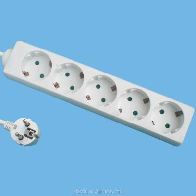 China ZHONG XING European 5 Strip Power Extension Residential / Multipurpose Socket Without Switch for sale