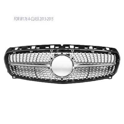 China FOR Auto Parts W176 Front Bumper Diamond Silver GRILL For Mercedes Benz A Class W176 2013 2014 2015 for sale