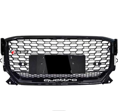 China ABS Front Bumper Auto Grill For Audi Q2 Pure Black Center Honeycomb Grill For Frame RSQ2 quattro No Logo Style 2017 - 2019 for sale