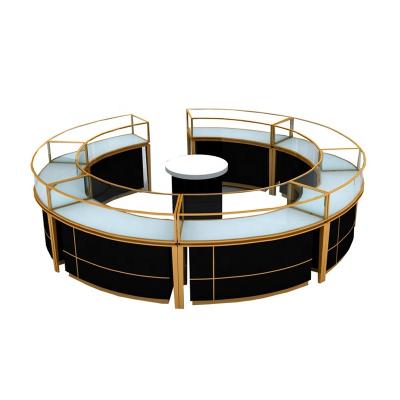 China Factory Manufacture Custom Fashionable Luxury/Modern Round Glass Jewelry Tall Showcase With Lighting Locks for sale