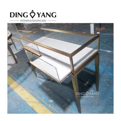 China Design Luxury Fashion Manufacture Gold Rectangle Jewelry Store Showcase , Jewelry Counter Showcase for sale