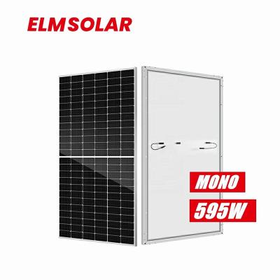 China Solar Home System ELM best selling clean energy custom frame 188mm half cell 595w mono solar panels with high efficiency for sale