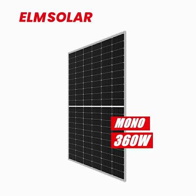 China Home System ELM Manufacturer Wholesale Solar 166mm 350w 360w PV Panels Half Cell Mono Solar Panel For Home Roof for sale