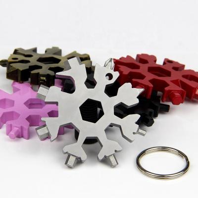 China 18 in 1 18 in 1 Black Key Chain Snowflake Gift Sets Stainless Steel Key Multi Tool Felt Bag for sale