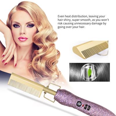 China 2021 Factory Outlet Outdoor Professional Hair Straightener Simply Brush Ceramic Hair Straightener Brush Comb for sale