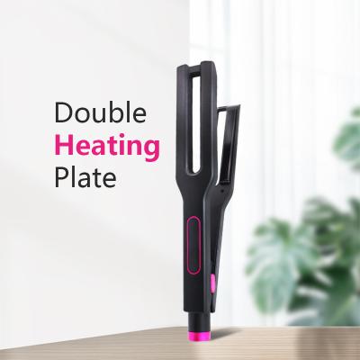 China Outdoor professional salon double flat iron titanium hair straighten hair straightener custom logo for sale