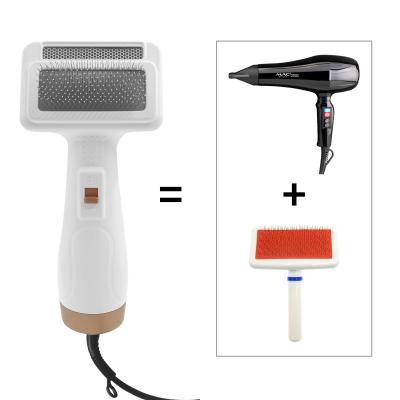 China Fashionable Appearance Pet Hair Dryer with Professional Dog Slicker Brush 2-IN-1 Pet Grooming Brush Dog Fan Grooming Tool for sale