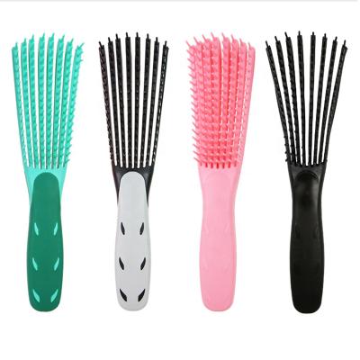 China Custom Logo Women Detangling Hair Brush Nondisposable Plastic Handle Vented Hair Dryer Brush Eight Rows Octopus Bare Ribs Comb for sale