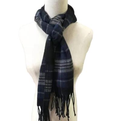 China Hot Fancy Scarf Men Pure Acrylic Plaid With Black And Blue Scarf for sale