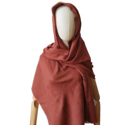 China 2021 New Brick Red Warm Acrylic Scarf Winter Fabric Lady Head Scarf Hijab for sale